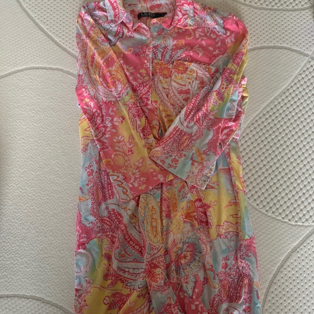 Ralph Lauren woven button front sleep shirt